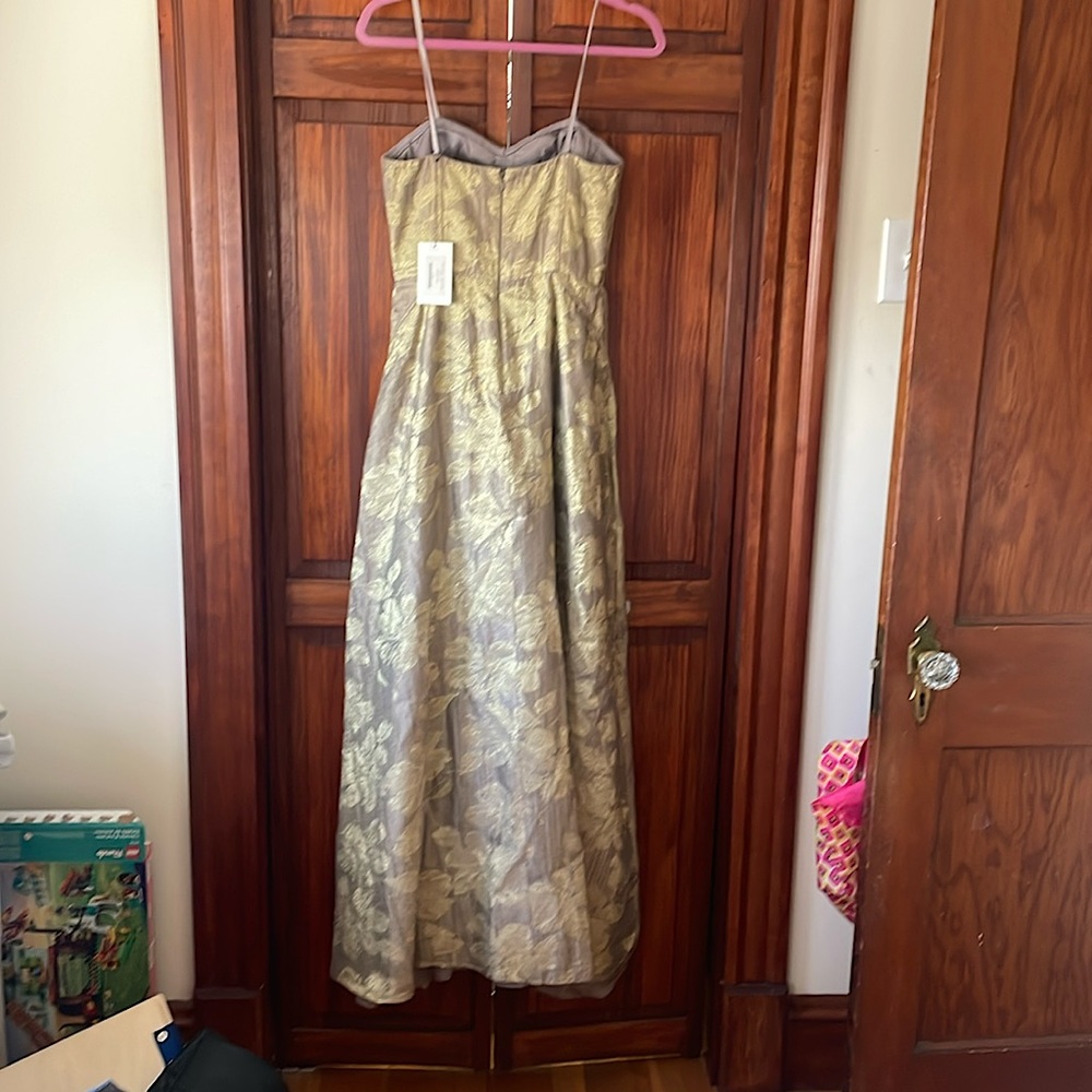 Aidan Mattox Flawless & Classic a-line gold gown.